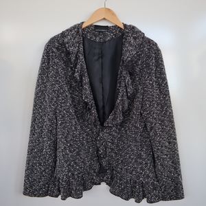 CYNTHIA ROWLEY Speckled Jacket with Ruffled Lapel